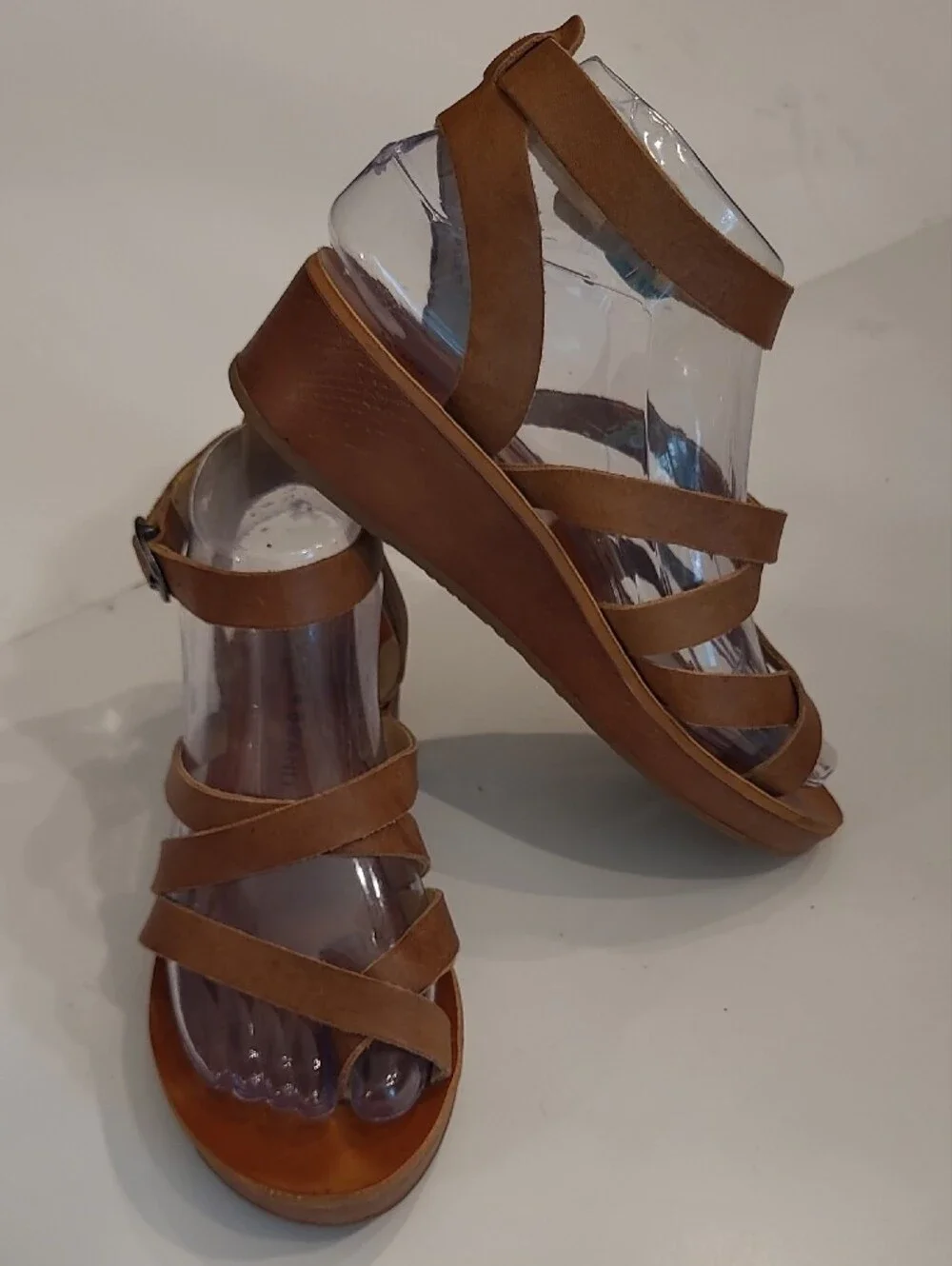 Lucky Brand Strappy Mini Wedge Toe Wrap Sandals Ankle Strap Gladiator Sandal